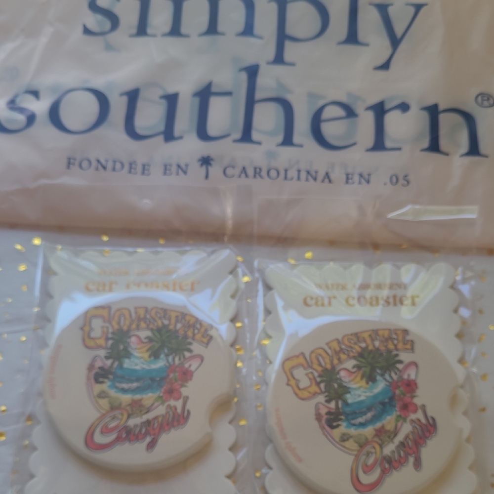 Simply Southern Coastal Cowgirl Car Coasters Set